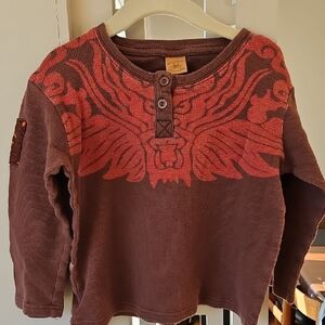 Cozy Brown and Red Kids Long Sleeve Tee
